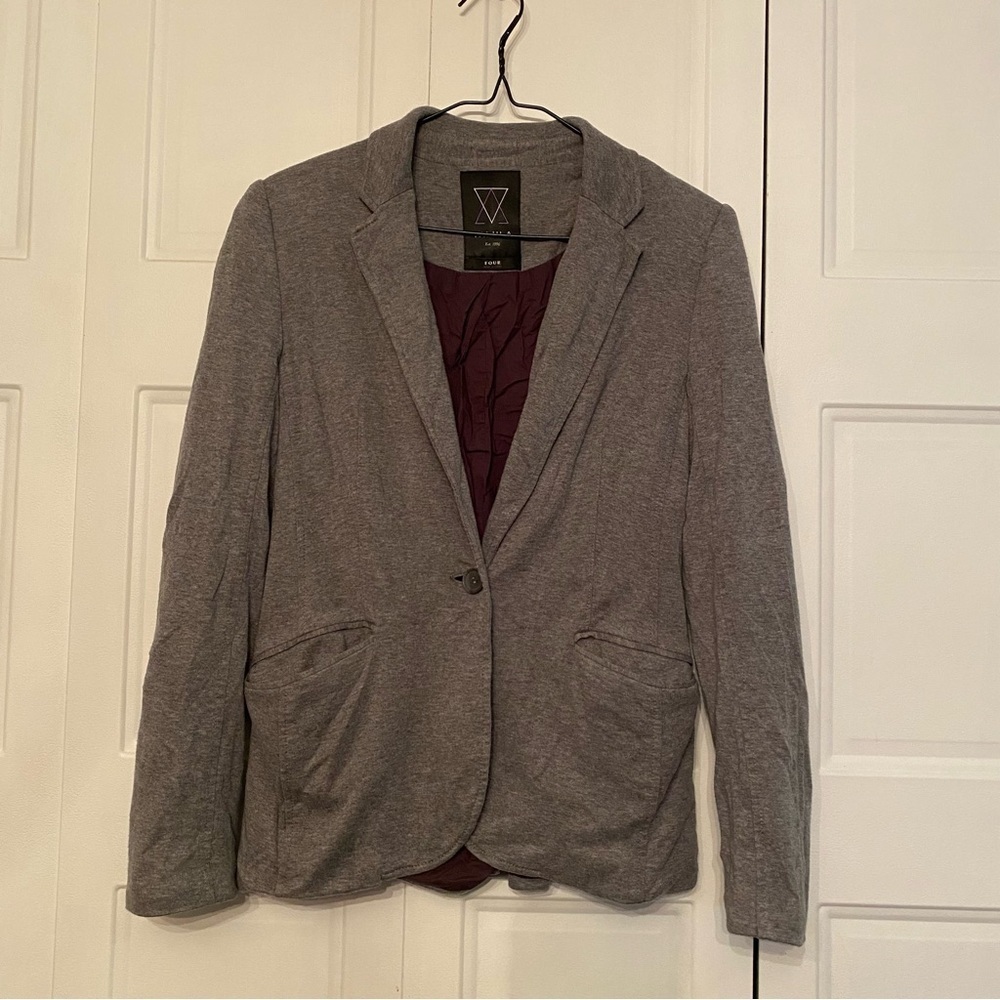Aritzia Talula Blazer Grey Pima Cotton Modal Academia Preppy Retro size 4